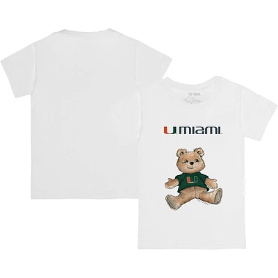 Youth Tiny Turnip White Miami Hurricanes Teddy Bear T-Shirt