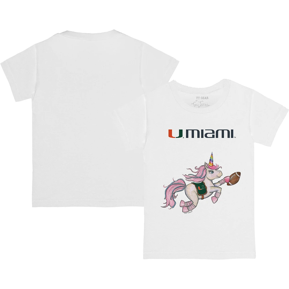 Youth Tiny Turnip White Miami Hurricanes Unicorn T-Shirt