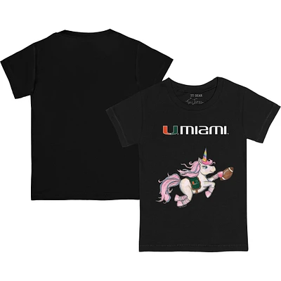 Youth Tiny Turnip Black Miami Hurricanes Unicorn T-Shirt