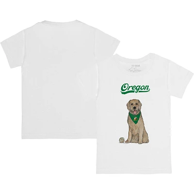 Youth Tiny Turnip White Oregon Ducks Golden Retriever T-Shirt