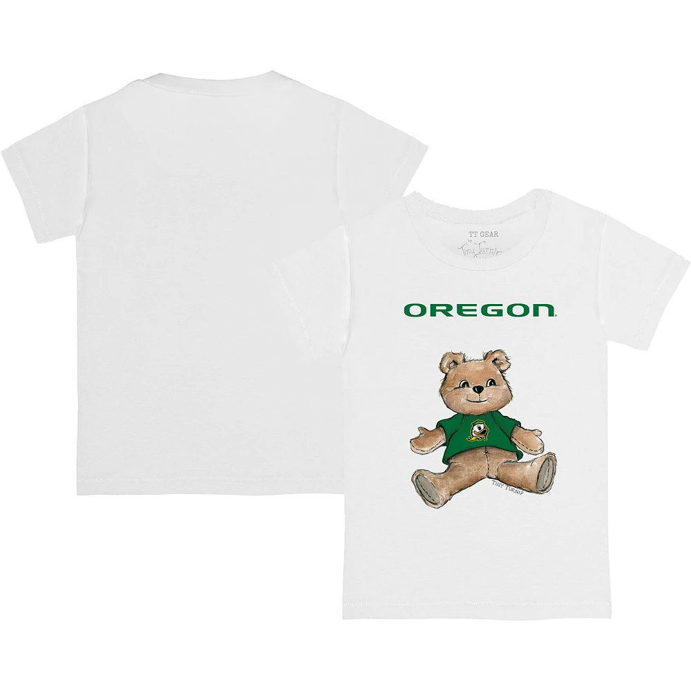 Youth Tiny Turnip White Oregon Ducks Teddy Bear T-Shirt