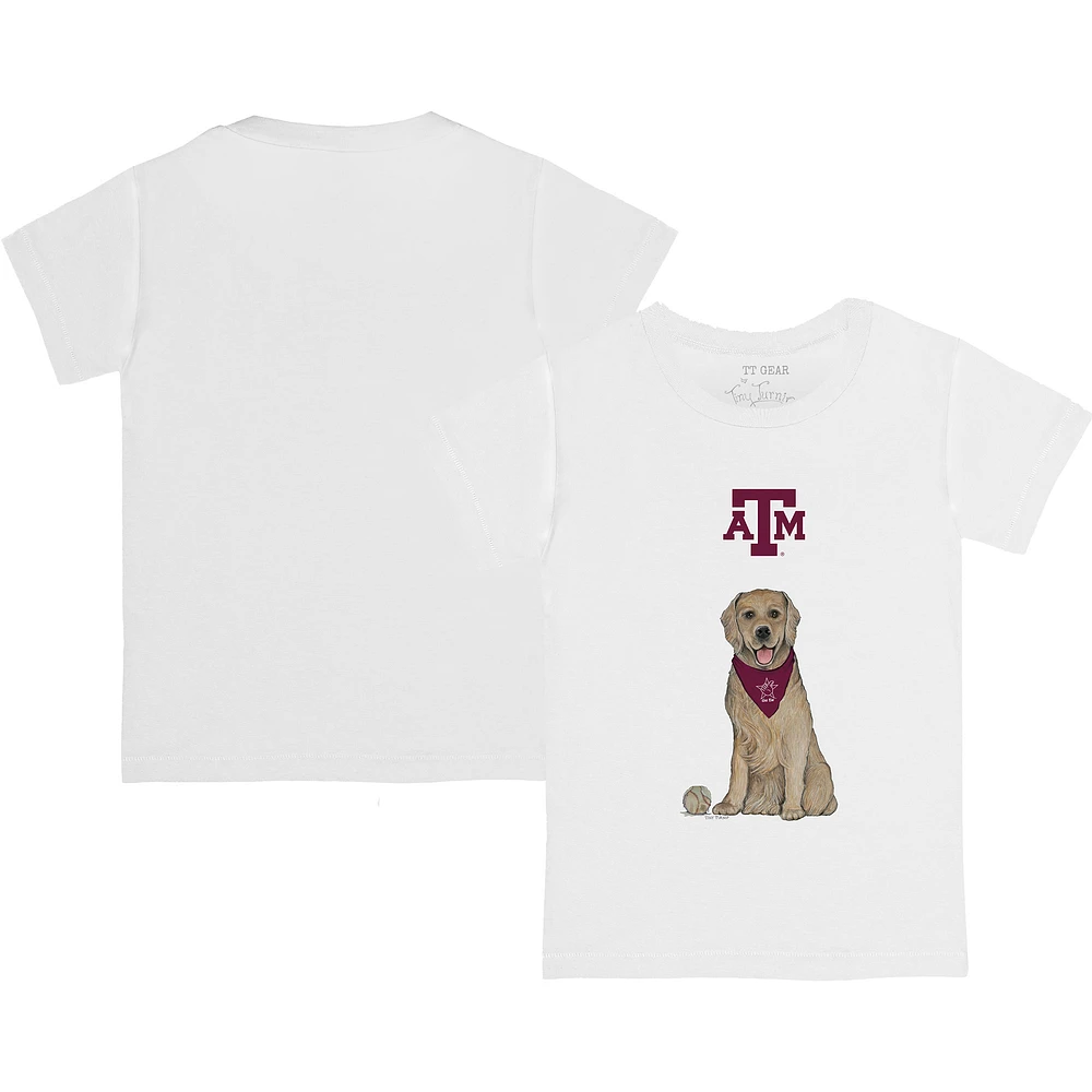 Youth Tiny Turnip White Texas A&M Aggies Golden Retriever T-Shirt