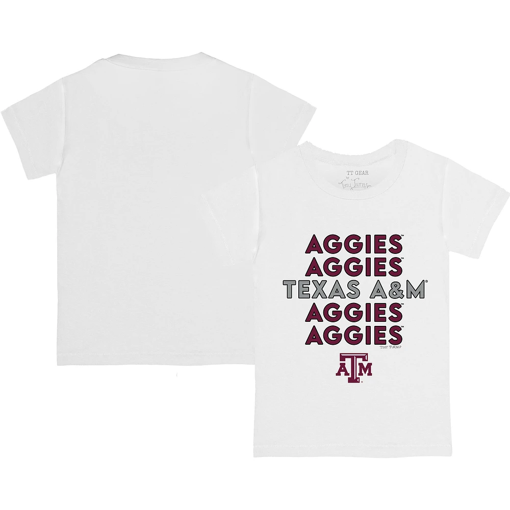 Youth Tiny Turnip White Texas A&M Aggies Stacked T-Shirt