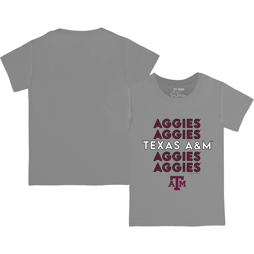 Youth Tiny Turnip Gray Texas A&M Aggies Stacked T-Shirt