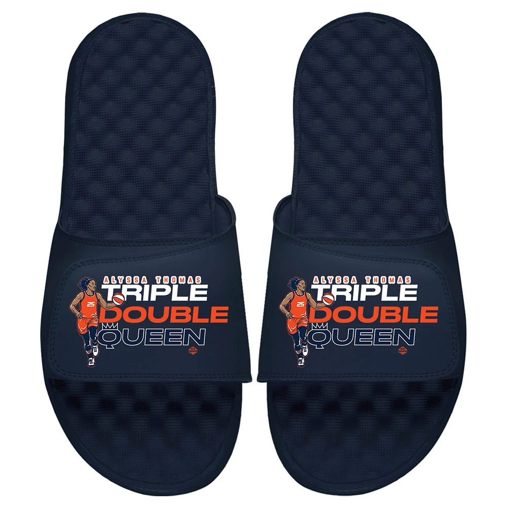Unisex ISlide Alyssa Thomas Navy Connecticut Sun Wordmark Stack Slide Sandals