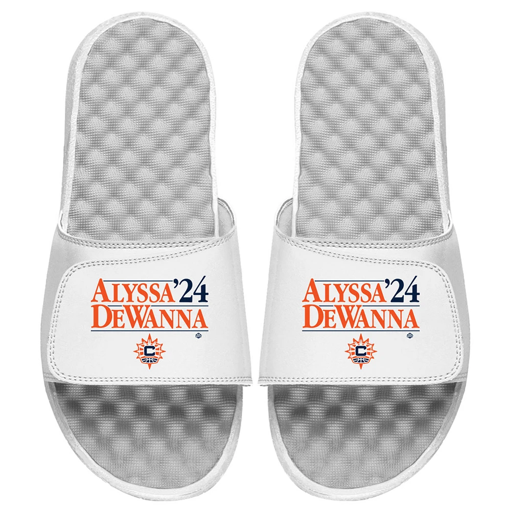 Unisex ISlide Alyssa Thomas & DeWanna Bonner White Connecticut Sun Campaign Slide Sandals