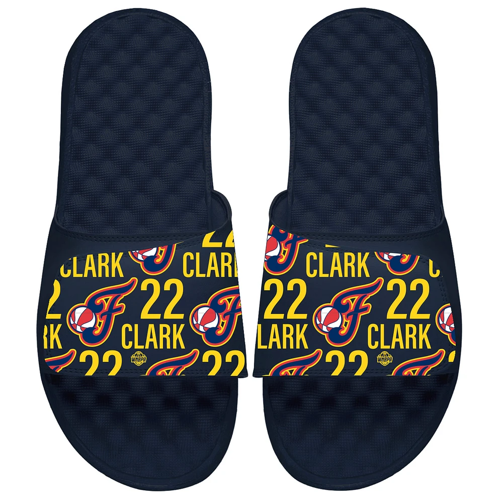Youth ISlide Caitlin Clark Navy Indiana Fever 2024 WNBA Draft Team Pattern Slide Sandals