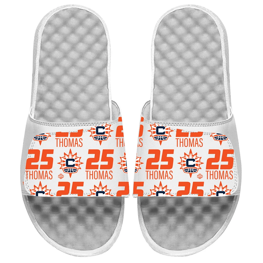 Youth ISlide Alyssa Thomas White Connecticut Sun Pattern Slide Sandals