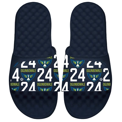 Youth ISlide Arike Ogunbowale Navy Dallas Wings Team Pattern Slide Sandals