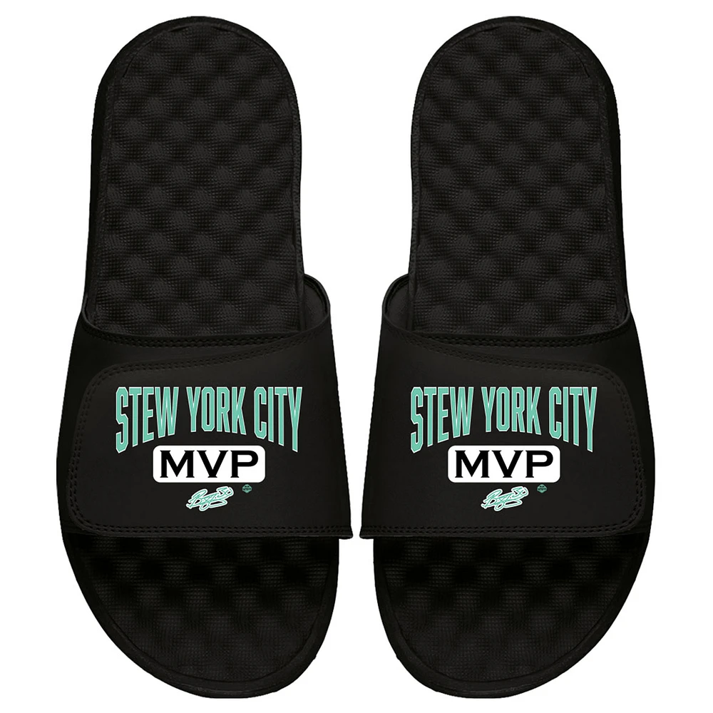 Youth ISlide Breanna Stewart Black New York Liberty Stacked Slogan Slide Sandals