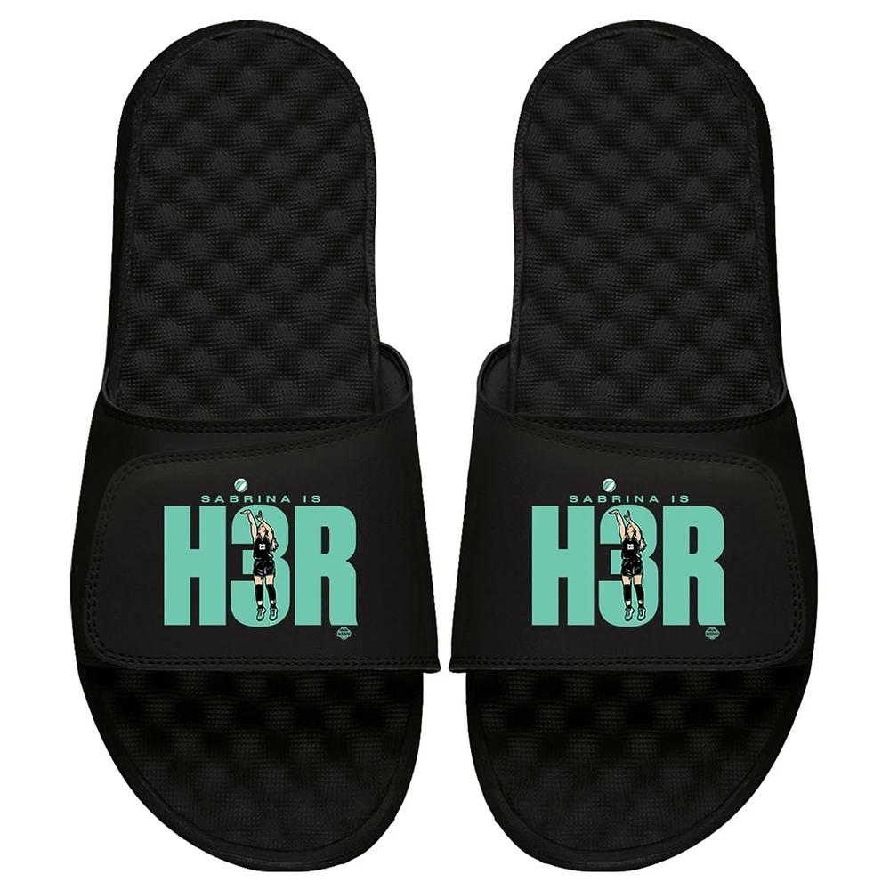 Youth ISlide Sabrina Ionescu Black New York Liberty Her Slogan Slide Sandals