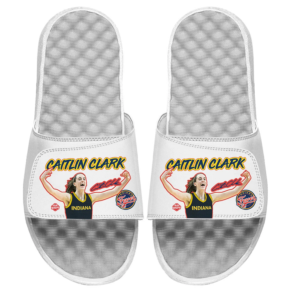 Youth ISlide Caitlin Clark White Indiana Fever 2024 WNBA Draft Player College Slide Sandals
