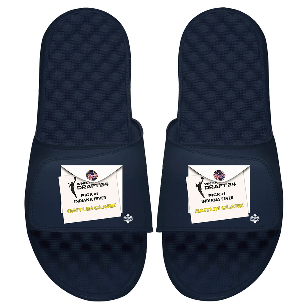 Unisex ISlide Caitlin Clark Navy Indiana Fever 2024 WNBA Draft Letter Slide Sandals