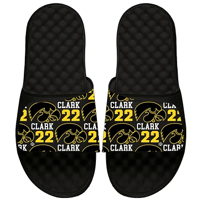 Unisex ISlide Caitlin Clark Black Iowa Hawkeyes Pattern Slide Sandals