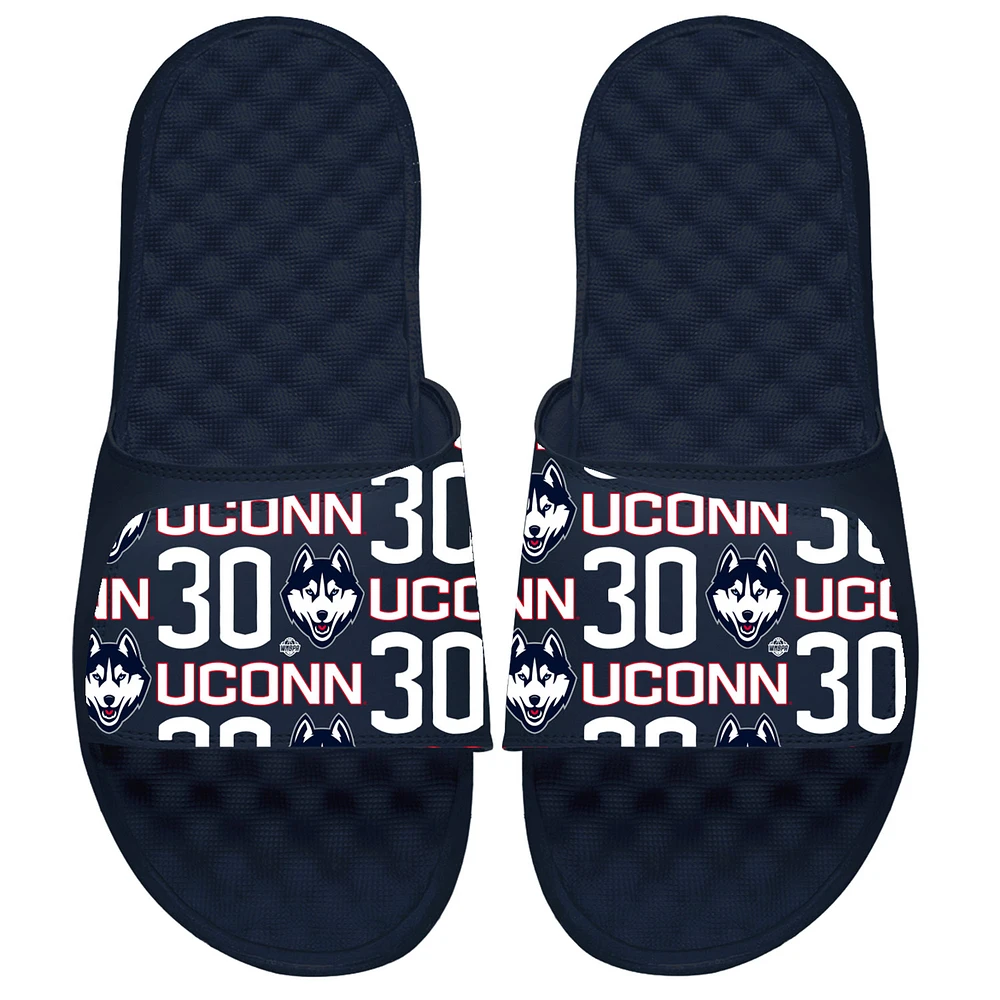Unisex ISlide Breanna Stewart Navy UConn Huskies Team Pattern Slide Sandals