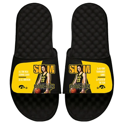 Youth ISlide Caitlin Clark Black Iowa Hawkeyes Slam Collage Slide Sandals