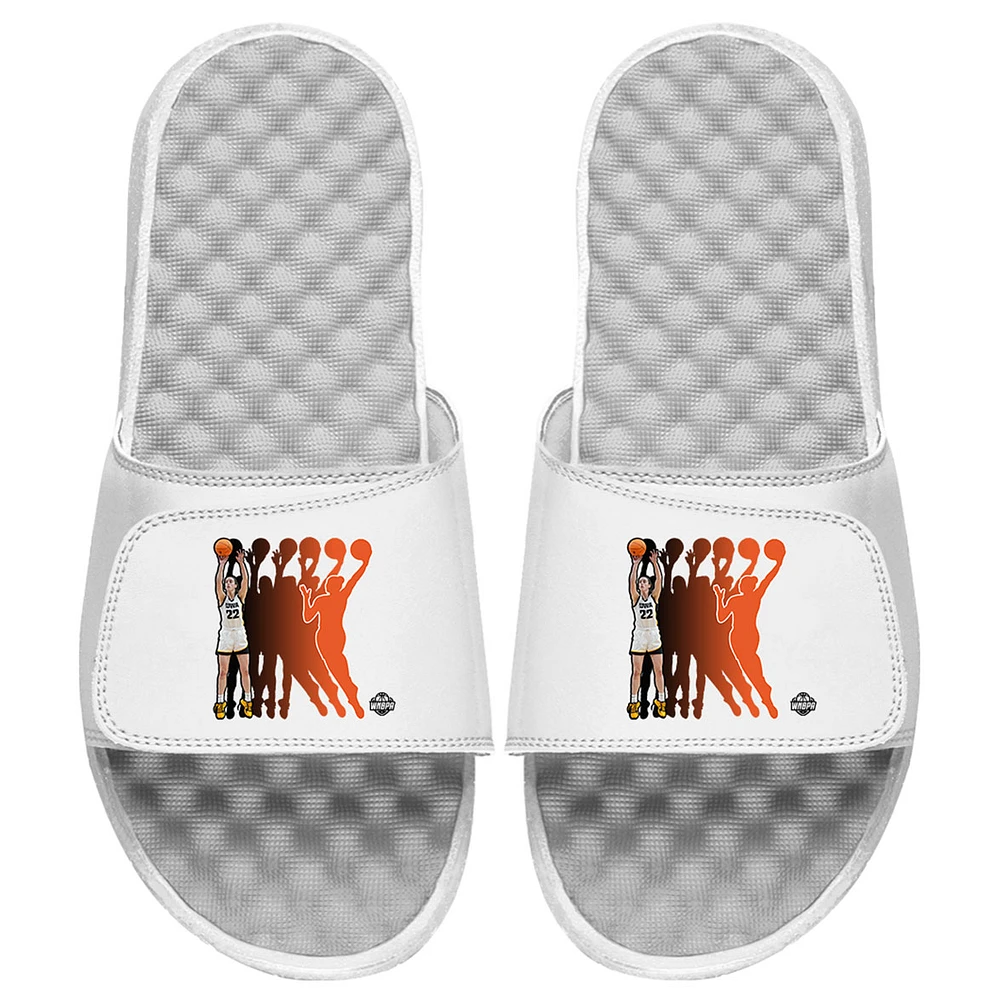 Youth ISlide Caitlin Clark White Iowa Hawkeyes Logo Blend Slide Sandals