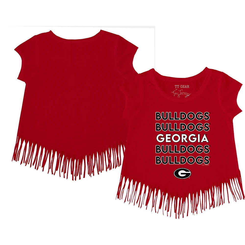 Toddler Tiny Turnip Red Georgia Bulldogs Stacked Fringe T-Shirt