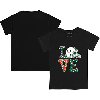 Toddler Tiny Turnip Black Miami Hurricanes Love T-Shirt