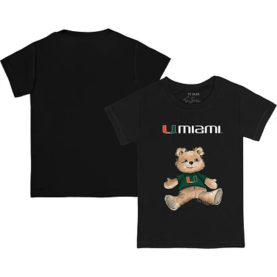 Toddler Tiny Turnip Black Miami Hurricanes Teddy Bear T-Shirt