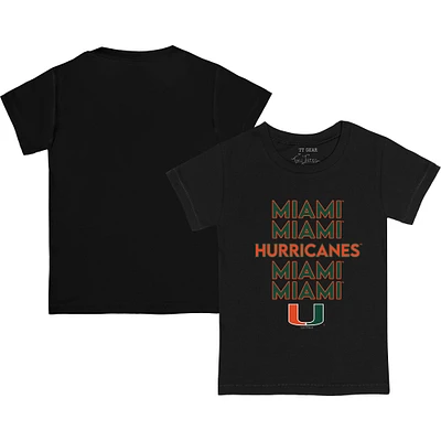 Toddler Tiny Turnip Black Miami Hurricanes Stacked T-Shirt