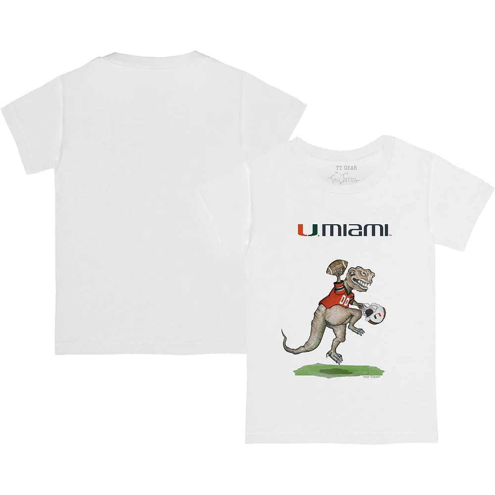 Toddler Tiny Turnip White Miami Hurricanes T-Rex T-Shirt