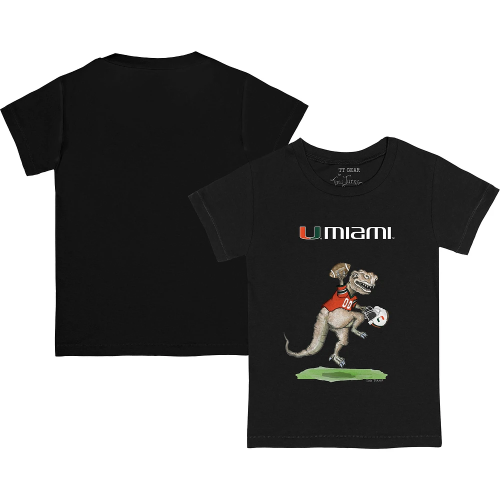 Toddler Tiny Turnip Black Miami Hurricanes T-Rex T-Shirt
