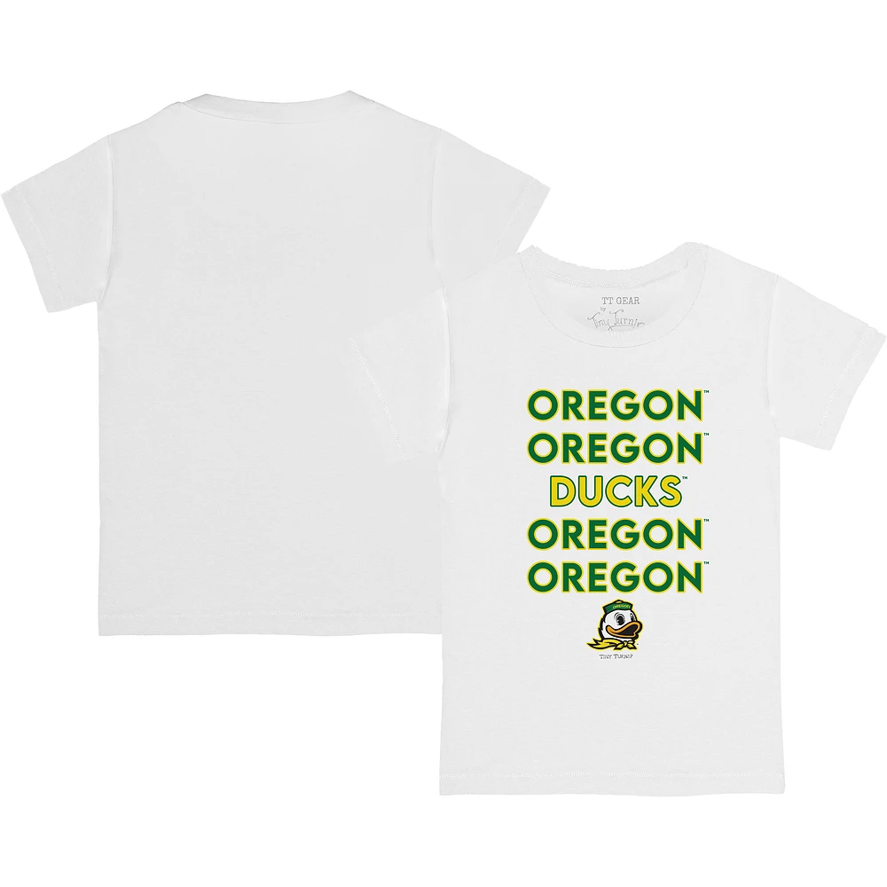 Toddler Tiny Turnip White Oregon Ducks Stacked T-Shirt