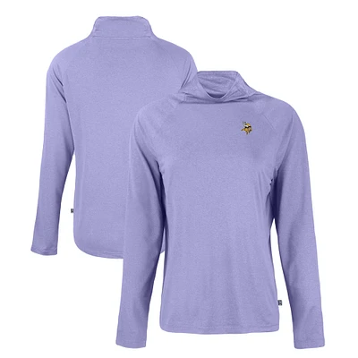 Women's Cutter & Buck Lavender Minnesota Vikings Coastline Epic Comfort Eco Recycled Funnel Neck Raglan Pullover Sweatshirt