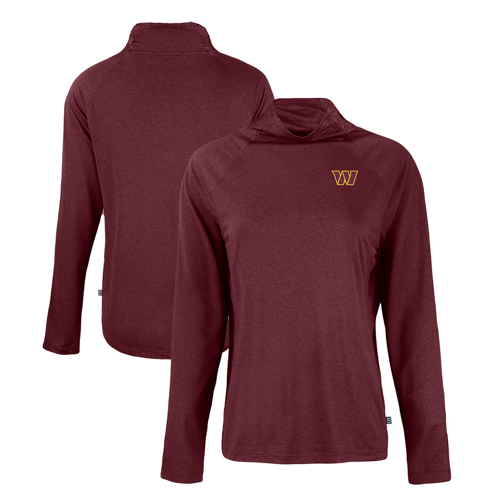 Women's Cutter & Buck Washington Commanders Coastline Epic Comfort Eco Recycled Funnel Neck Raglan Pullover Sweatshirt