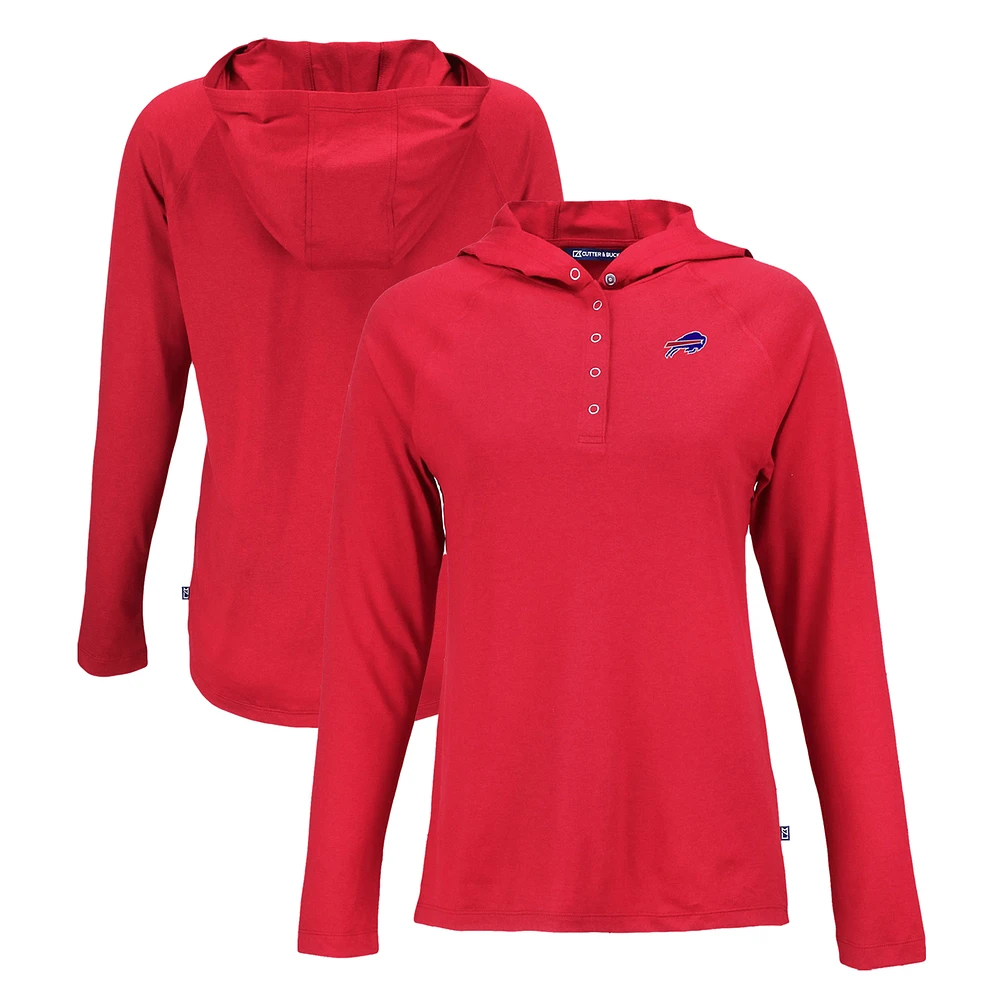 Women's Cutter & Buck Buffalo Bills Coastline Epic Comfort Eco Recycled Raglan Pullover Hoodie