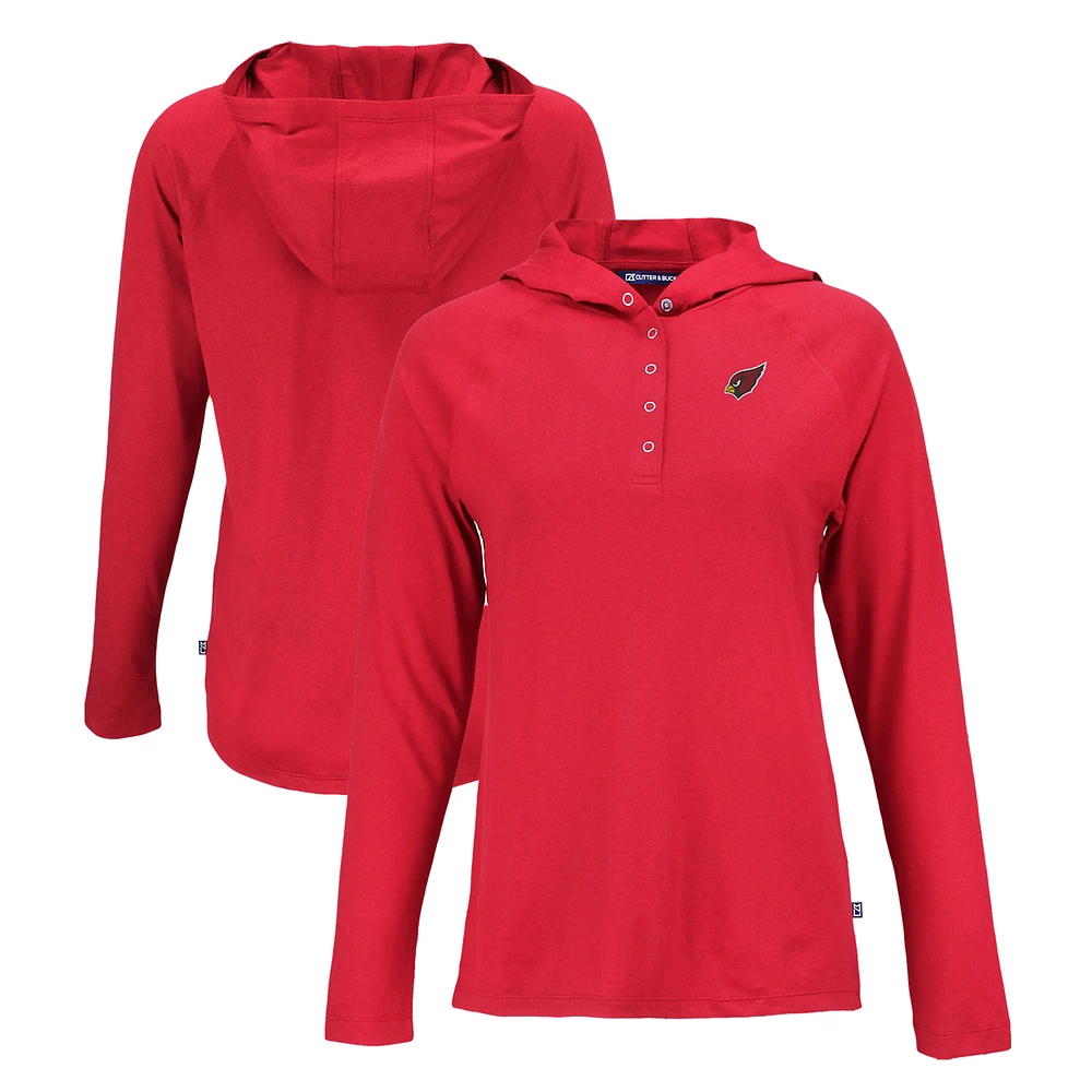 Women's Cutter & Buck Red Arizona Cardinals Coastline Epic Comfort Eco Recycled Raglan Pullover Hoodie