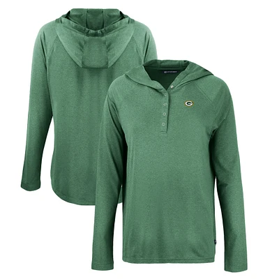 Women's Cutter & Buck Hunter Green Bay Packers Coastline Epic Comfort Eco Recycled Raglan Pullover Hoodie