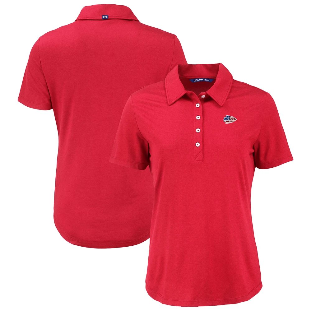 Women's Cutter & Buck Cardinal Kansas City Chiefs Americana Coastline Epic Comfort Eco Recycled Polo