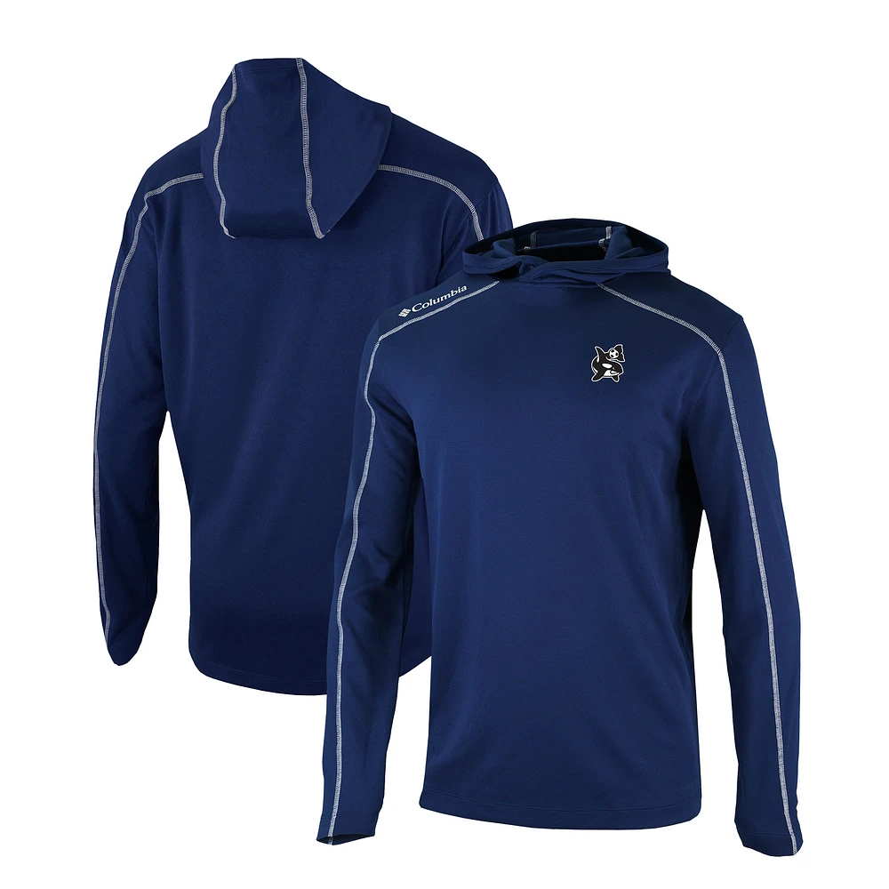 Men's Columbia Navy Seattle Sounders FC Omni-Wick Shotgun Pullover Hoodie