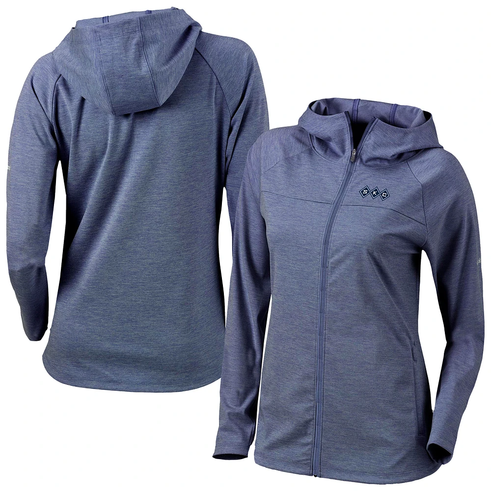Women's Columbia Navy Sporting Kansas City Omni-Wick Half Shot Full-Zip Hooded Jacket