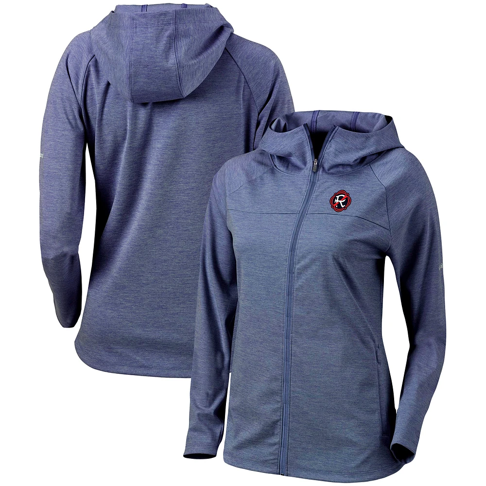 Women's Columbia Navy New England Revolution Omni-Wick Half Shot Full-Zip Hooded Jacket