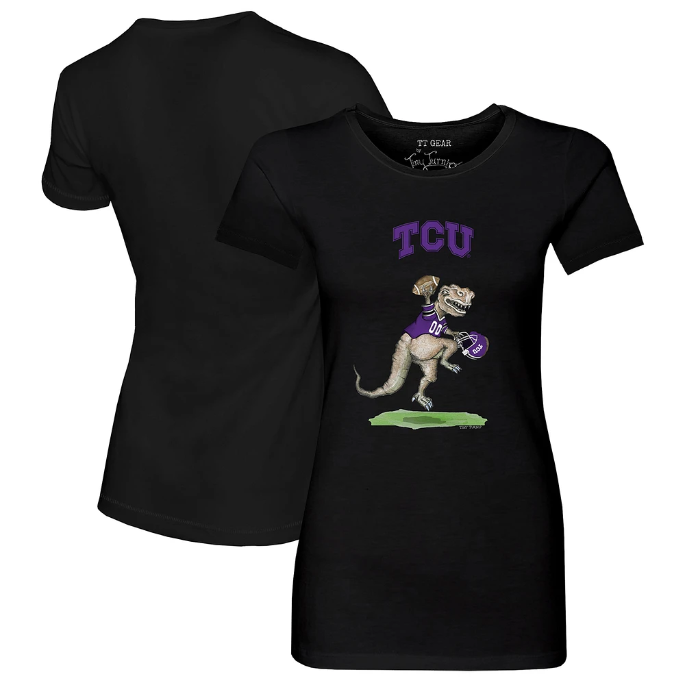 Women's Tiny Turnip Black TCU Horned Frogs T-Rex T-Shirt