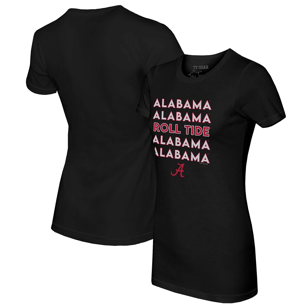 Women's Tiny Turnip Black Alabama Crimson Tide Stacked T-Shirt