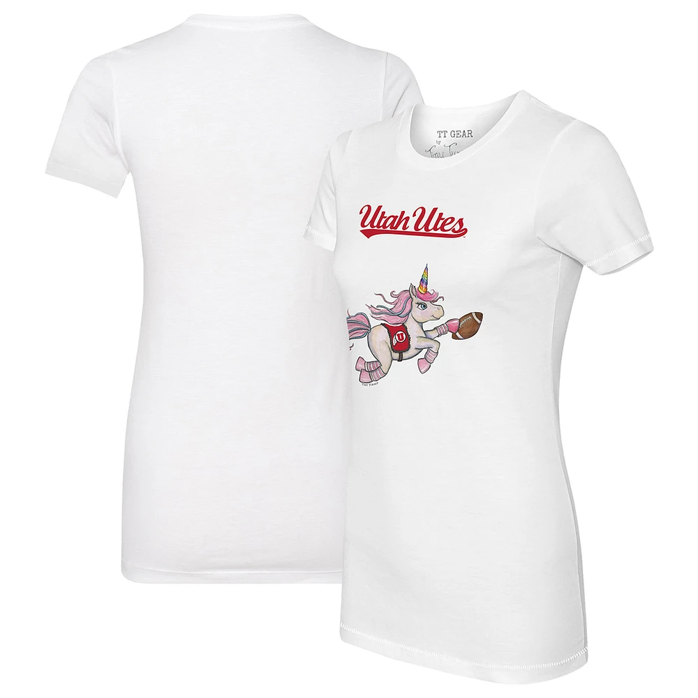 Women's Tiny Turnip White Utah Utes Unicorn T-Shirt