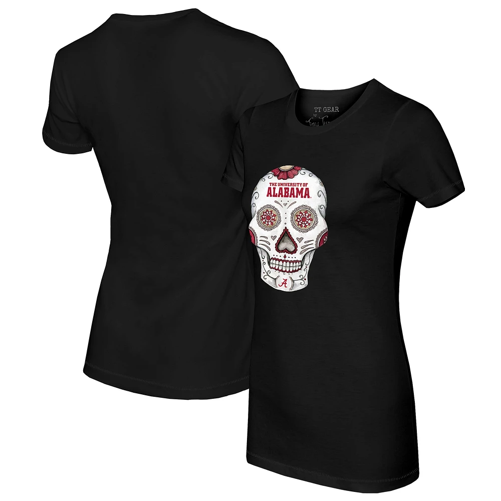 Women's Tiny Turnip Black Alabama Crimson Tide Sugar Skull T-Shirt