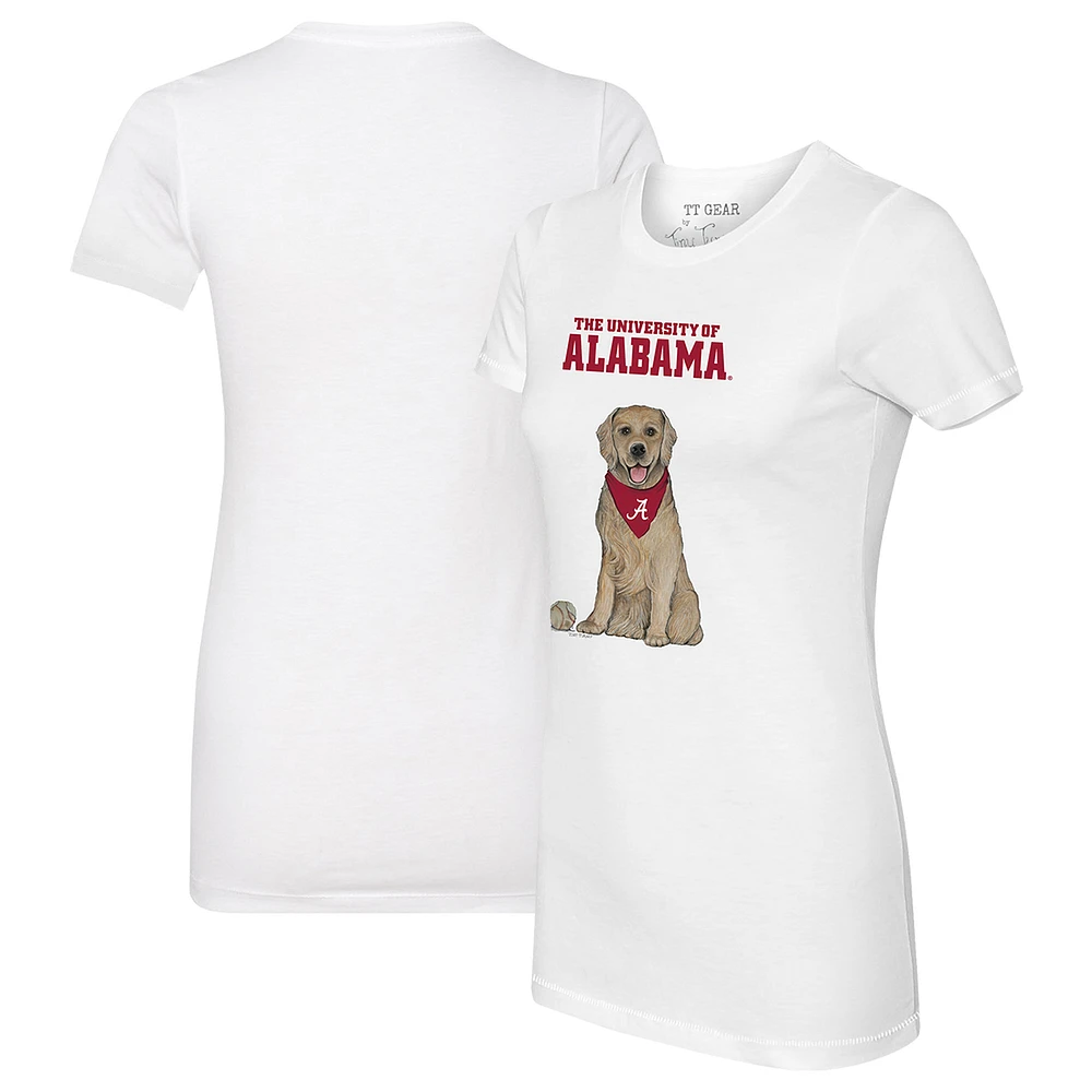 Women's Tiny Turnip White Alabama Crimson Tide Golden Retriever T-Shirt