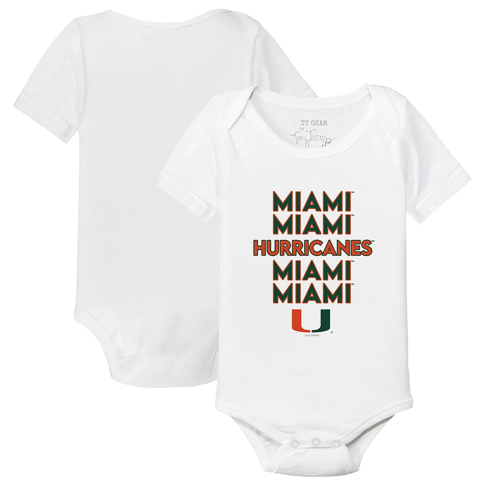 Infant Tiny Turnip Miami Hurricanes Stacked Bodysuit