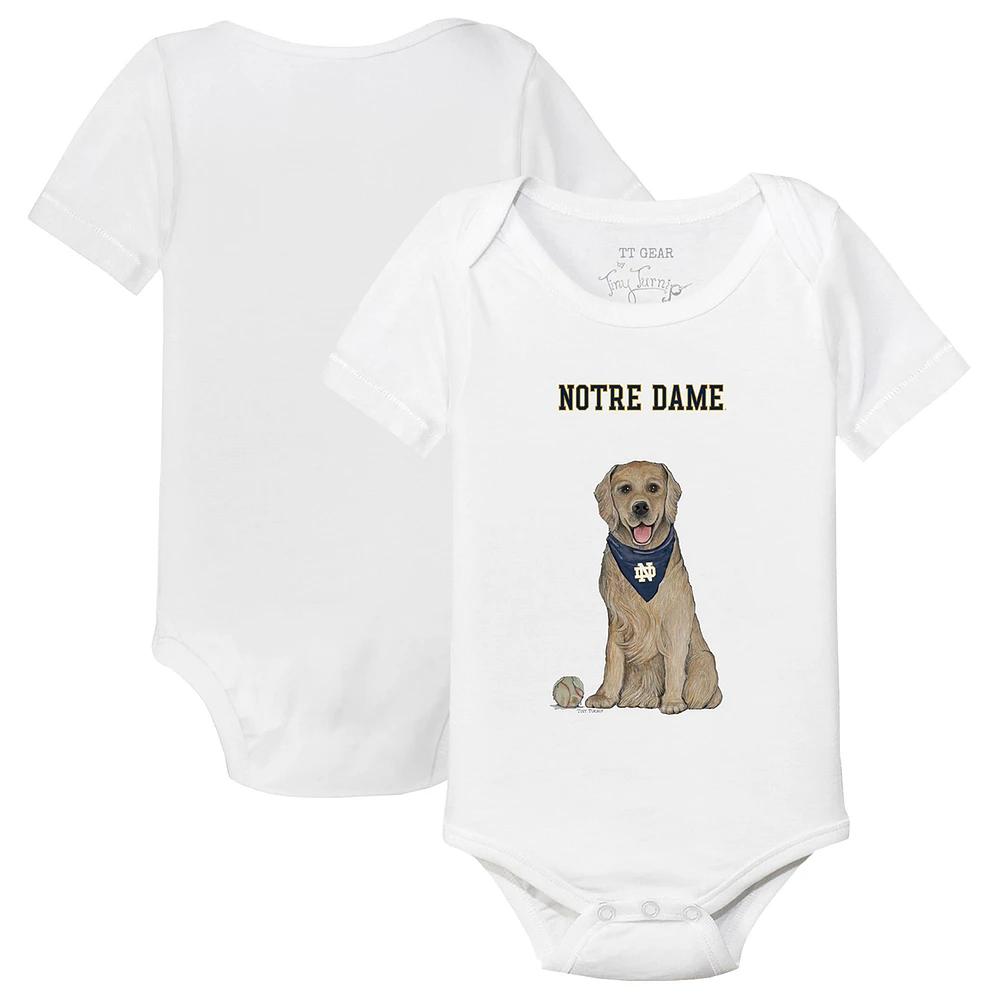 Infant Tiny Turnip White Notre Dame Fighting Irish Golden Retriever Bodysuit
