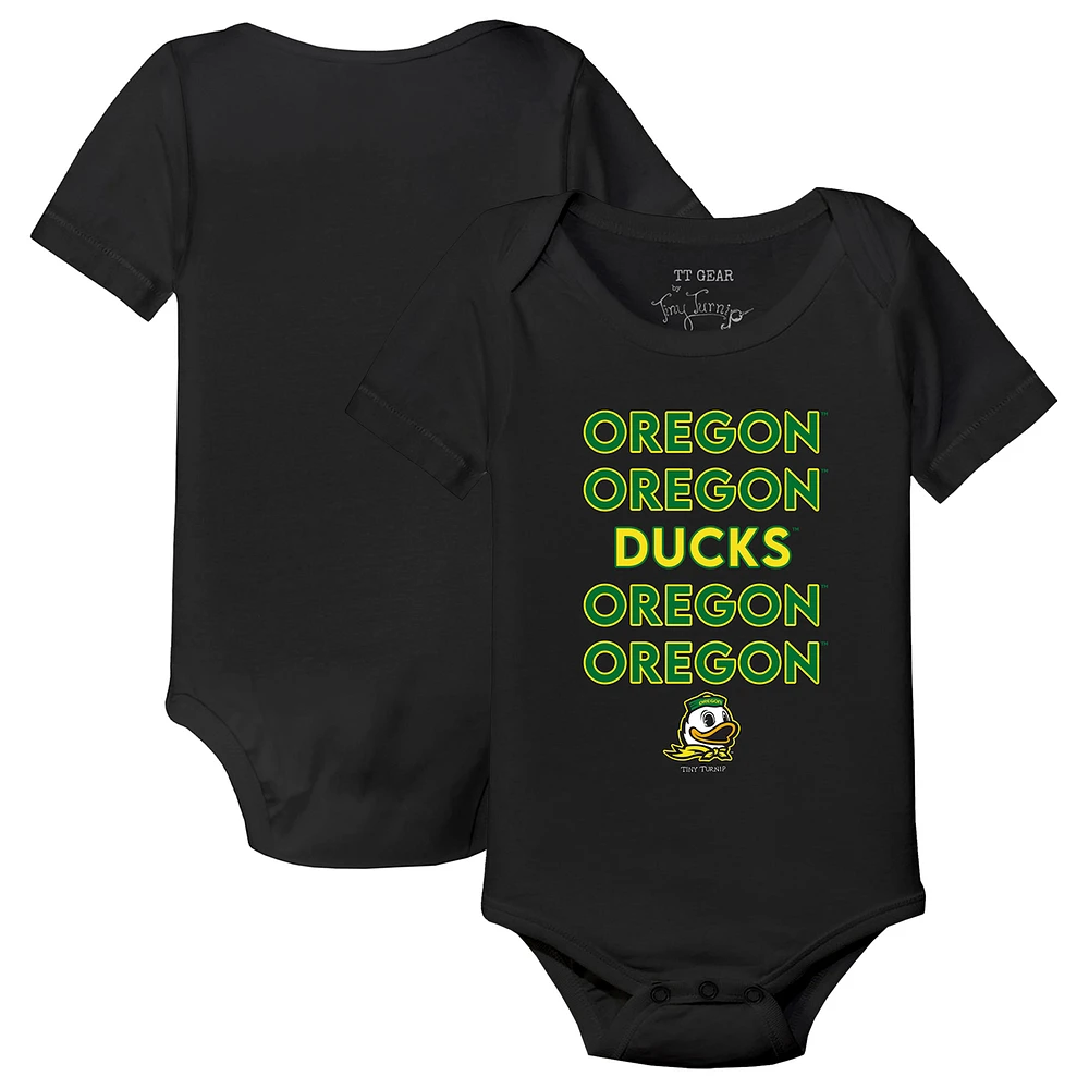 Infant Tiny Turnip Black Oregon Ducks Stacked Bodysuit