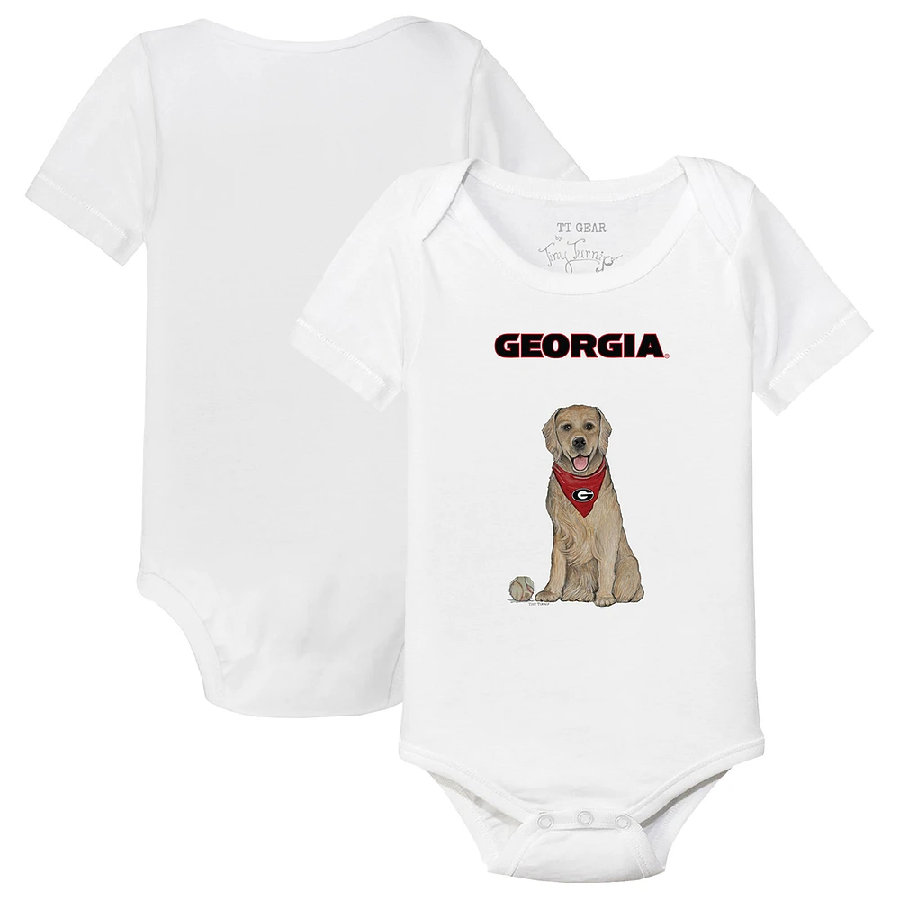 Infant Tiny Turnip White Georgia Bulldogs Golden Retriever Bodysuit