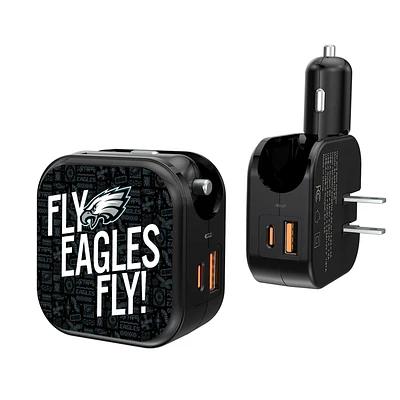 Keyscaper Black Philadelphia Eagles 2-In-1 USB A/C Charger