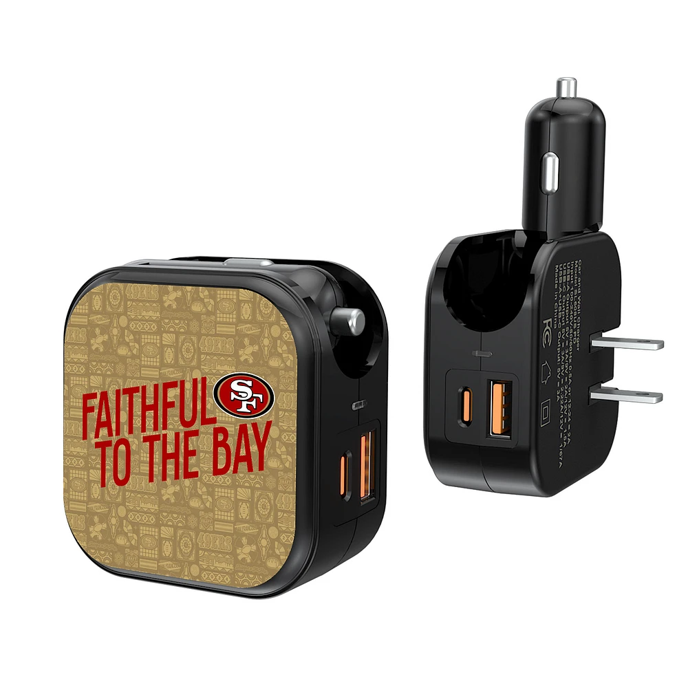 Keyscaper Black San Francisco 49ers 2-In-1 USB A/C Charger