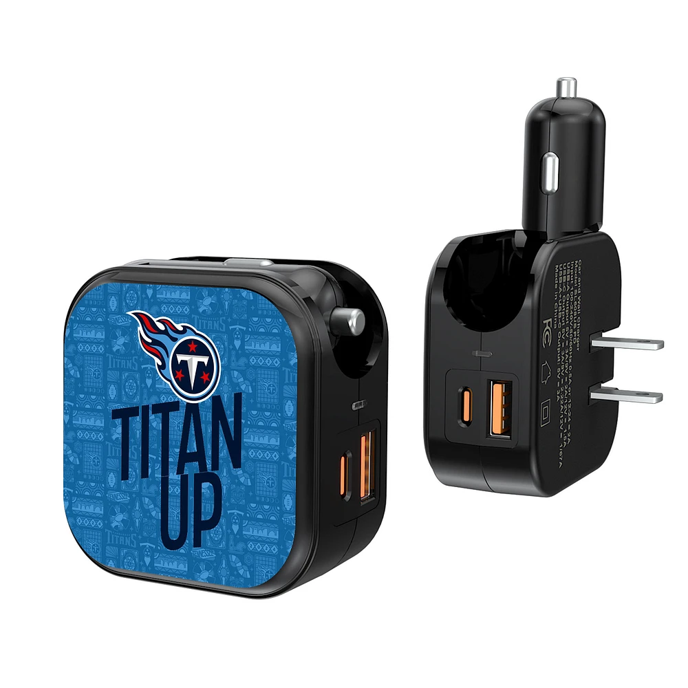 Keyscaper Black Tennessee Titans 2-In-1 USB A/C Charger