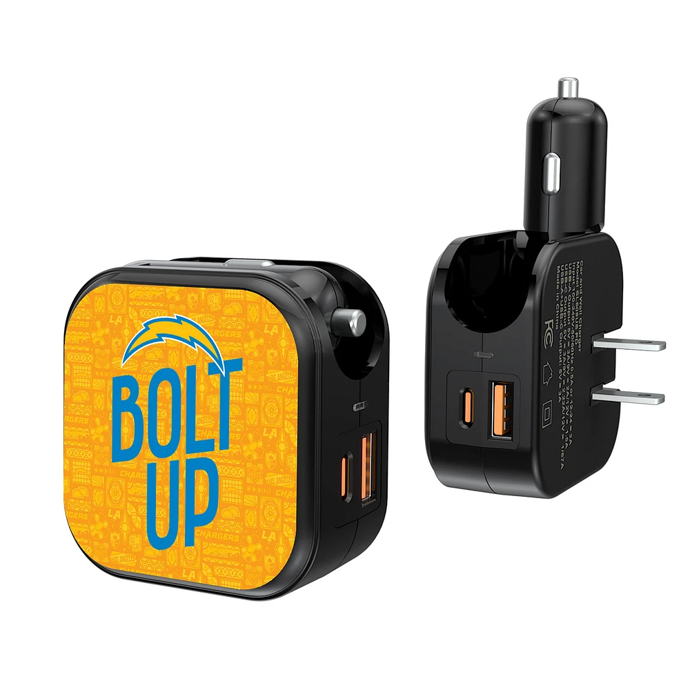 Keyscaper Black Los Angeles Chargers 2-In-1 USB A/C Charger
